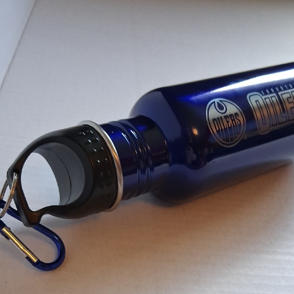 Edmonton Oilers Blue Metal Water Bottle